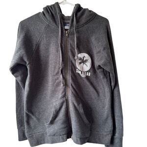 Women's Medium San Diego Print Full Zipper Hoodie Sweater Gray Front Pockets